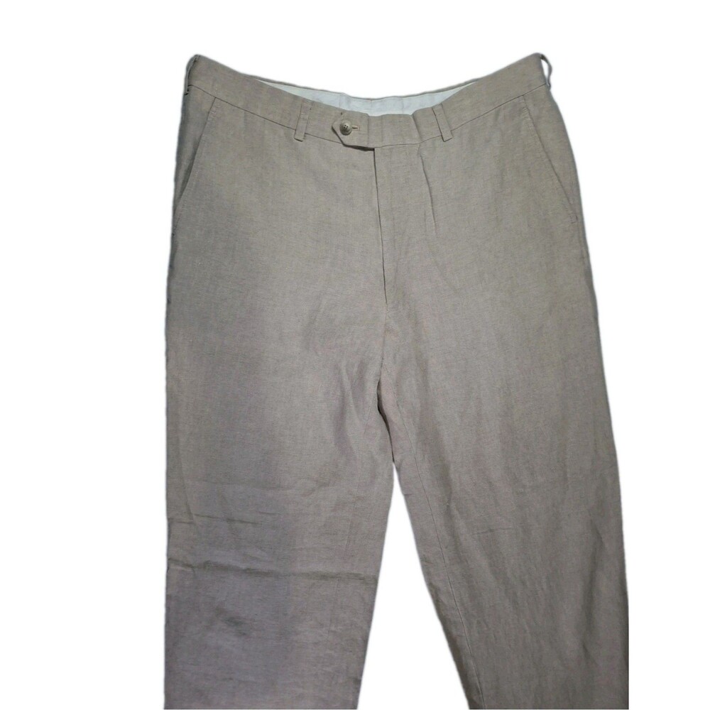 Jonh Nordstrom 36R Linen Dress Pants Luxury Beach Leisure Cream Trousers Vaca